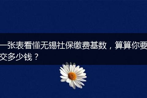 一张表看懂无锡社保缴费基数，算算你要交多少钱？