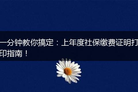 一分钟教你搞定：上年度社保缴费证明打印指南！