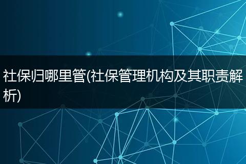 社保归哪里管(社保管理机构及其职责解析)