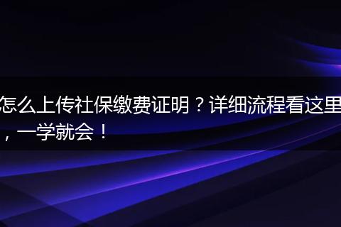 怎么上传社保缴费证明？详细流程看这里，一学就会！