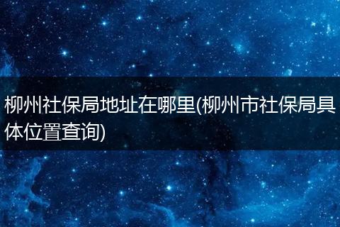 柳州社保局地址在哪里(柳州市社保局具体位置查询)