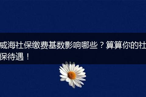 威海社保缴费基数影响哪些？算算你的社保待遇！