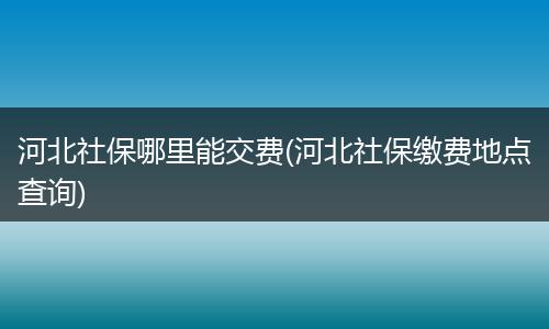 河北社保哪里能交费(河北社保缴费地点查询)