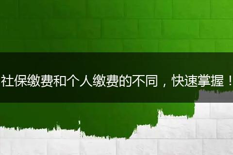 社保缴费和个人缴费的不同，快速掌握！