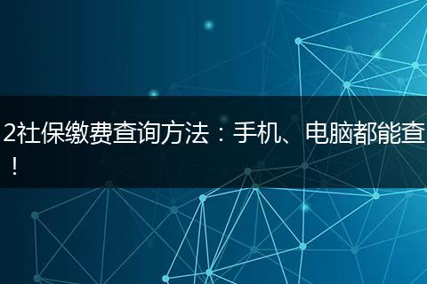 2社保缴费查询方法：手机、电脑都能查！