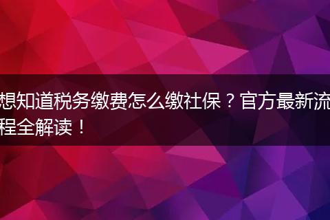 想知道税务缴费怎么缴社保？官方最新流程全解读！
