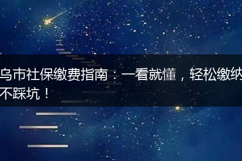 乌市社保缴费指南：一看就懂，轻松缴纳不踩坑！