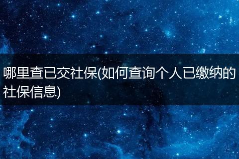 哪里查已交社保(如何查询个人已缴纳的社保信息)