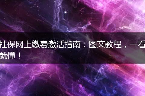 社保网上缴费激活指南：图文教程，一看就懂！