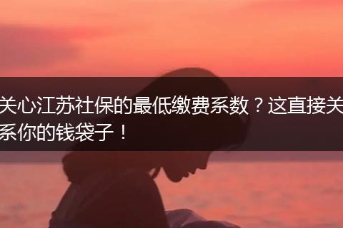 关心江苏社保的最低缴费系数？这直接关系你的钱袋子！