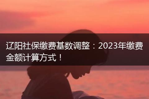 辽阳社保缴费基数调整：2023年缴费金额计算方式！