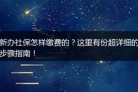 新办社保怎样缴费的？这里有份超详细的步骤指南！