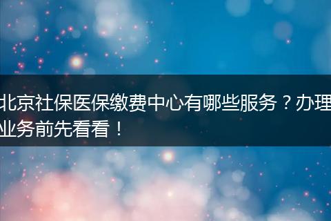 北京社保医保缴费中心有哪些服务？办理业务前先看看！