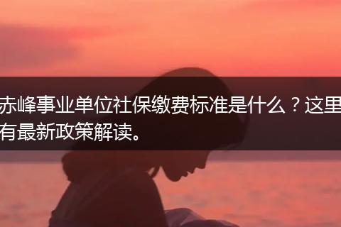 赤峰事业单位社保缴费标准是什么？这里有最新政策解读。