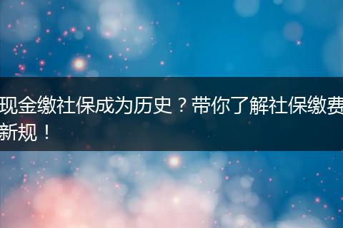 现金缴社保成为历史？带你了解社保缴费新规！
