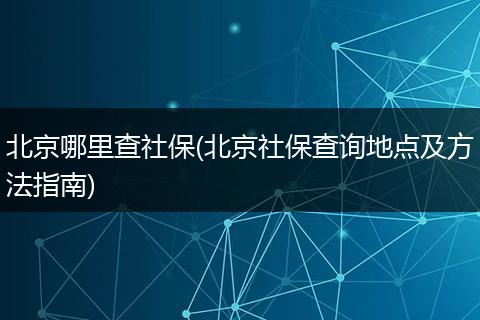 北京哪里查社保(北京社保查询地点及方法指南)
