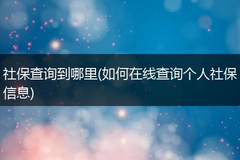 社保查询到哪里(如何在线查询个人社保信息)