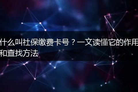 什么叫社保缴费卡号？一文读懂它的作用和查找方法