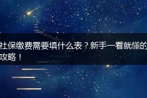 社保缴费需要填什么表？新手一看就懂的攻略！