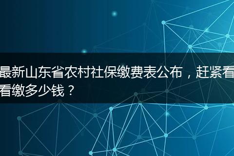 最新山东省农村社保缴费表公布，赶紧看看缴多少钱？