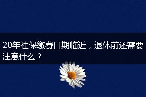 20年社保缴费日期临近，退休前还需要注意什么？