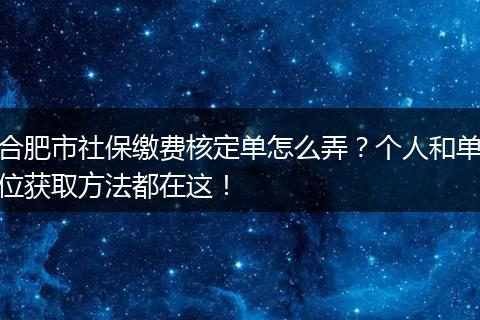 合肥市社保缴费核定单怎么弄？个人和单位获取方法都在这！