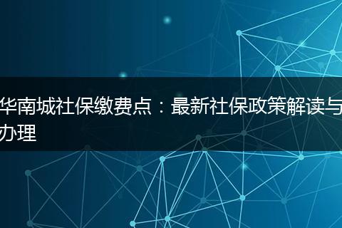 华南城社保缴费点：最新社保政策解读与办理