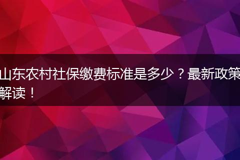 山东农村社保缴费标准是多少？最新政策解读！