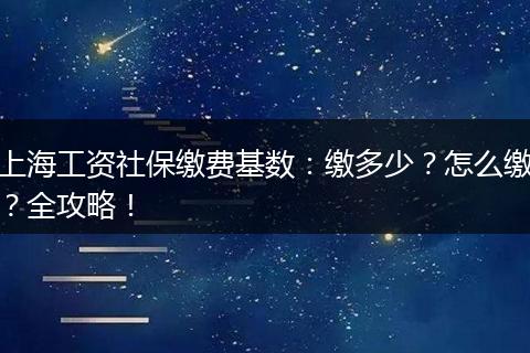 上海工资社保缴费基数：缴多少？怎么缴？全攻略！
