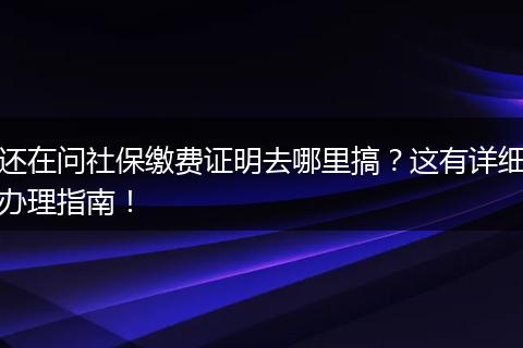 还在问社保缴费证明去哪里搞?这有详细办理指南!