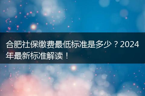 合肥社保缴费最低标准是多少?2024年最新标准解读!