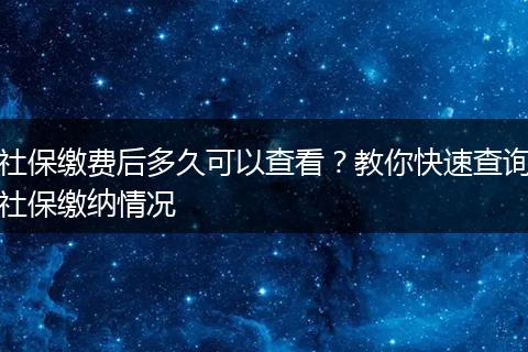 社保缴费后多久可以查看？教你快速查询社保缴纳情况