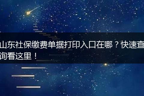 山东社保缴费单据打印入口在哪？快速查询看这里！