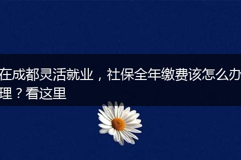 在成都灵活就业，社保全年缴费该怎么办理？看这里