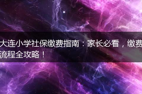 大连小学社保缴费指南：家长必看，缴费流程全攻略！