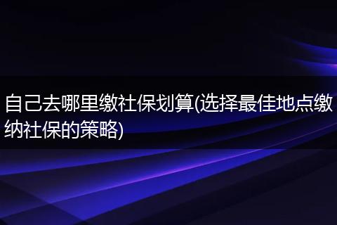 自己去哪里缴社保划算(选择最佳地点缴纳社保的策略)