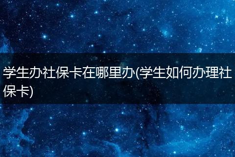 学生办社保卡在哪里办(学生如何办理社保卡)