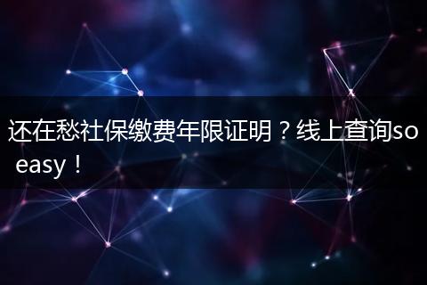 还在愁社保缴费年限证明？线上查询so easy！
