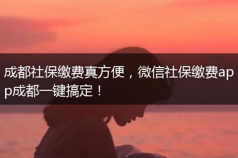 成都社保缴费真方便，微信社保缴费app成都一键搞定！