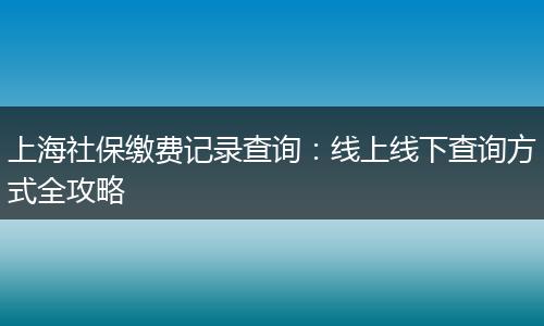 上海社保缴费记录查询：线上线下查询方式全攻略