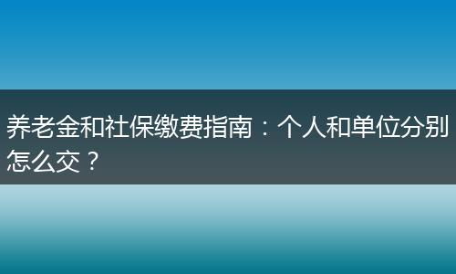 养老金和社保缴费指南：个人和单位分别怎么交？