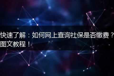 快速了解：如何网上查询社保是否缴费？图文教程！