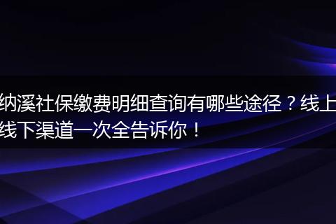 纳溪社保缴费明细查询有哪些途径?线上线下渠道一次全告诉你!