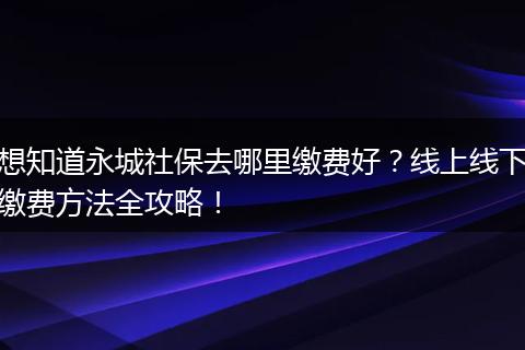 想知道永城社保去哪里缴费好？线上线下缴费方法全攻略！