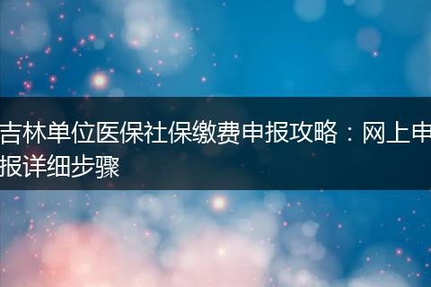 吉林单位医保社保缴费申报攻略：网上申报详细步骤