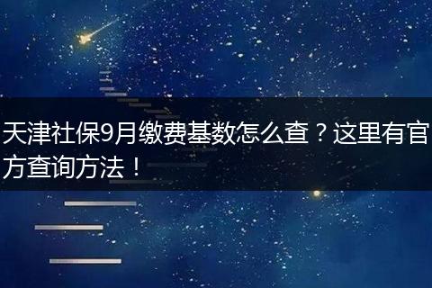 天津社保9月缴费基数怎么查？这里有官方查询方法！