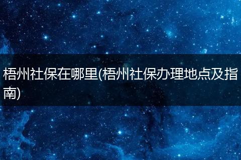 梧州社保在哪里(梧州社保办理地点及指南)