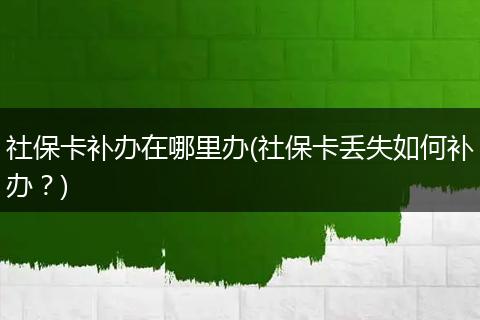 社保卡补办在哪里办(社保卡丢失如何补办？)