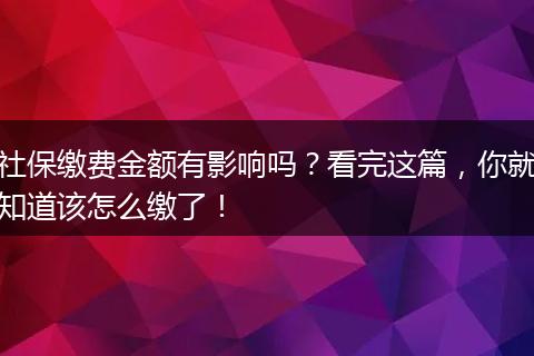 社保缴费金额有影响吗？看完这篇，你就知道该怎么缴了！