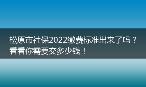 松原市社保2022缴费标准出来了吗？看看你需要交多少钱！